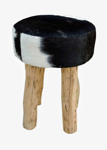 IVY black and white cowhide stool
