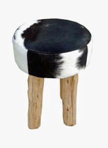 IVY black and white cowhide stool