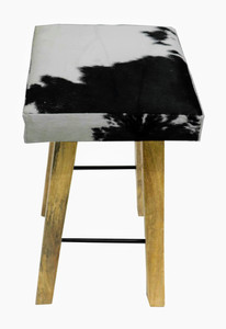 RUSTIC  square cowhide bar stool