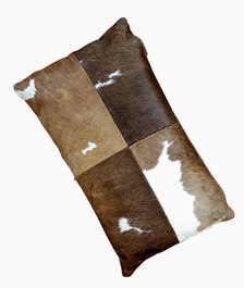 DANTE brown and white double-sided cowhide lumbar pillow