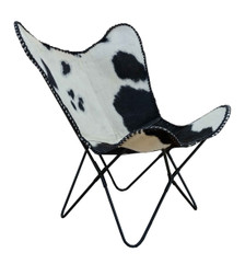 MILO black and white cowhide butterfly chair