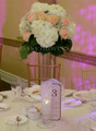 Wedding Table Centerpiece With Blush Roses And Hydrangeas.