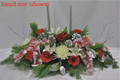 Holiday Centerpiece Silver and Red Flowers With Candles