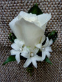  White Rose With Hyacynths Boutonniere 