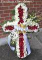 Standing Cross With Red / White Flowers and orchids 