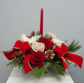   Holiday Centerpiece With Red Candle