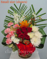 Small size basket with mixed flowers