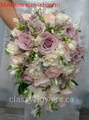 White Fresia And Blush Pink Roses Cascading Bridal Bouquet