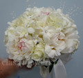 Hand Tied Bridal Bouquet With  Peonies, Hyacinths And Roses