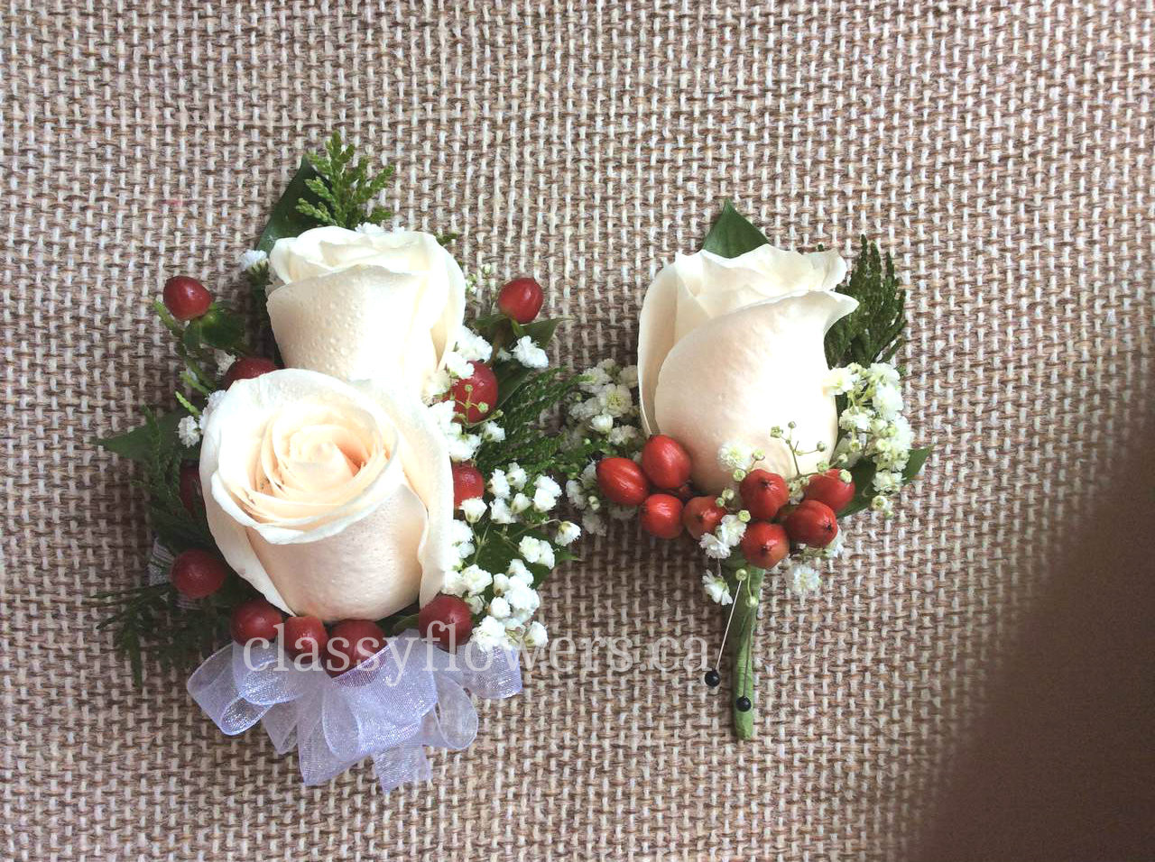 corsage and boutonniere set