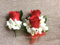 Corsage And Boutonniere Set For Prom With Red Roses And Orchids