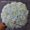 Hand Tied Bridal Bouquet With Hydrangea and Roses.