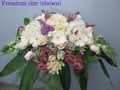  White And Purple Sympathy Flower Arrangement With Orchids