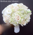 Nosegay Bridal Bouquet  With White Hydrangea, Roses And Stephanotis