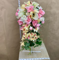 Cascading bridal bouquet with artificial flowers
