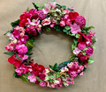 Sympathy wreath with artificial flowers