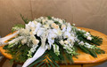 Casket Spray  With Mixed White  Flowers And Orchids 