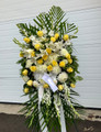 Standard Standing Spray With Yellow And White Flowers 