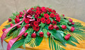 Premium Casket Spray  With 80 Roses And Evergreen 