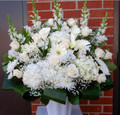 Traditional Tribute Arrangement With White Flowers