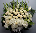 Basket Sympathy Arrangement Only White Flowers  
