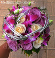  Purple Denrobium Orchids And Purple/Ivory Roses Bridal Bouquet 