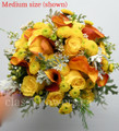  Dahlia, Roses And Orange Mini Calla Lilies Bridal Bouquet