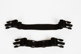 Connecting straps shipped as a pair at about 9 inches and 5 inches.
