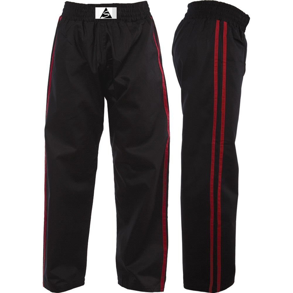Spirit Black With Red Stripe Kids Kickboxing Trousers - Spirit Sports Store