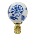 Blue & White Porcelain Floral Finial (hand painted)