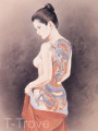 Tattoo Japanese Lady Wall Scroll Tapestry Q8 