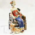 Ceramic Lady on Lg Chair with Dog