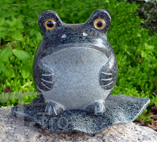 Granite Stone Frog On Leaf