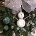 Glass snowman ornament with silver tall hat