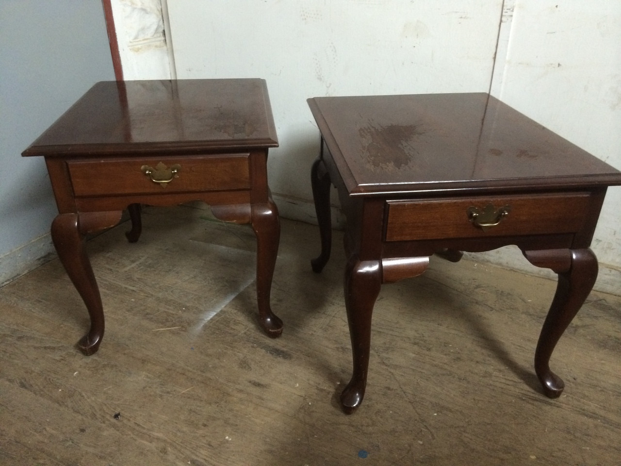 Pair of Queen Anne Cherry End Tables - Forgotten Furniture
