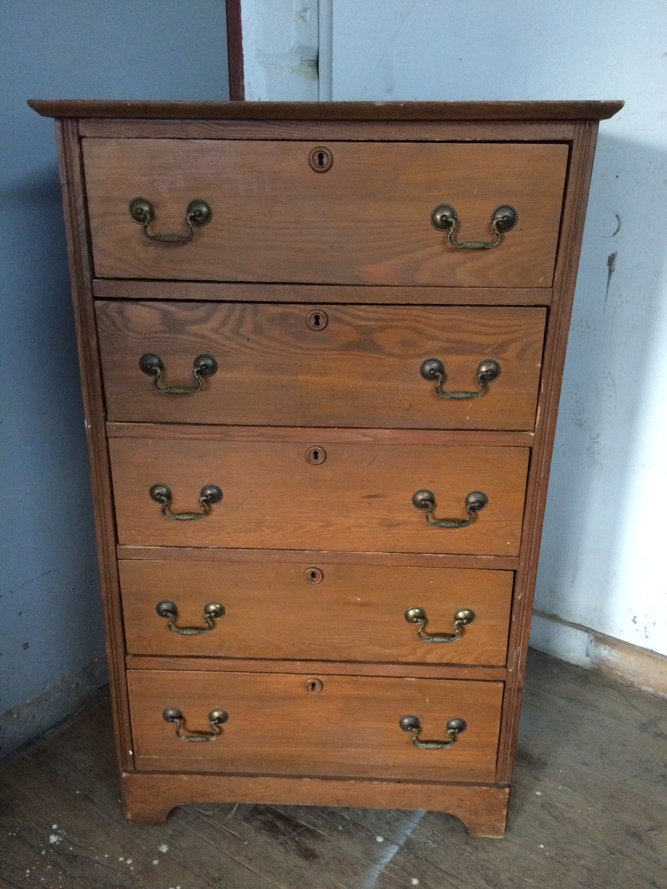Antique Oak Tall 5 Drawer Dresser Forgotten Furniture