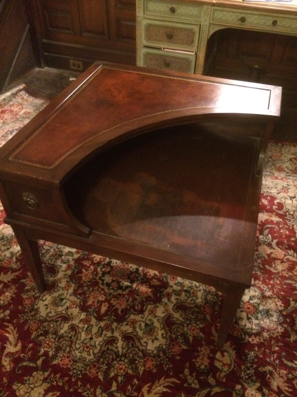 Antique Mahogany Leather Top Corner Table - Forgotten Furniture