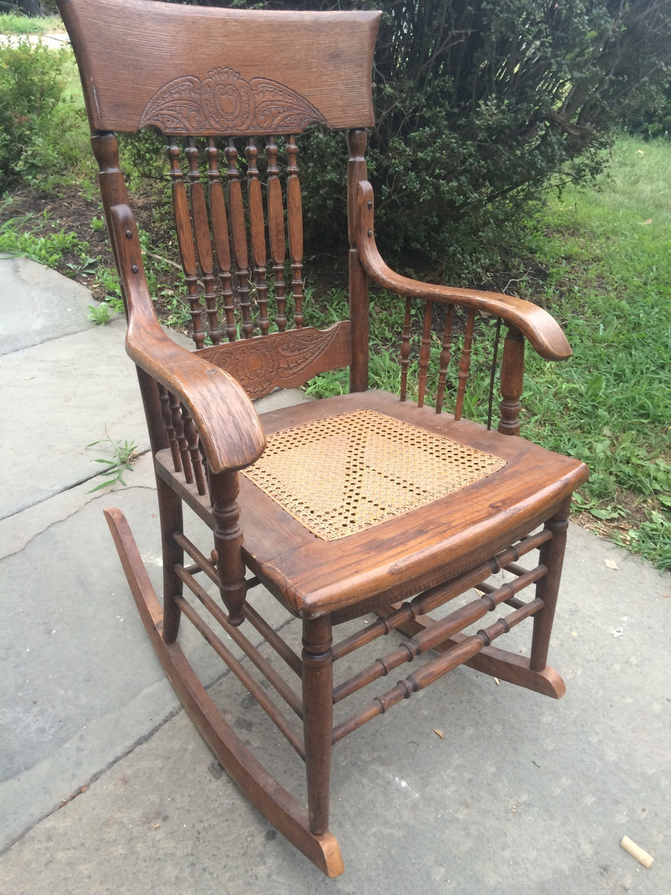 Antique Oak Spindle Rocking Chair Forgotten Furniture