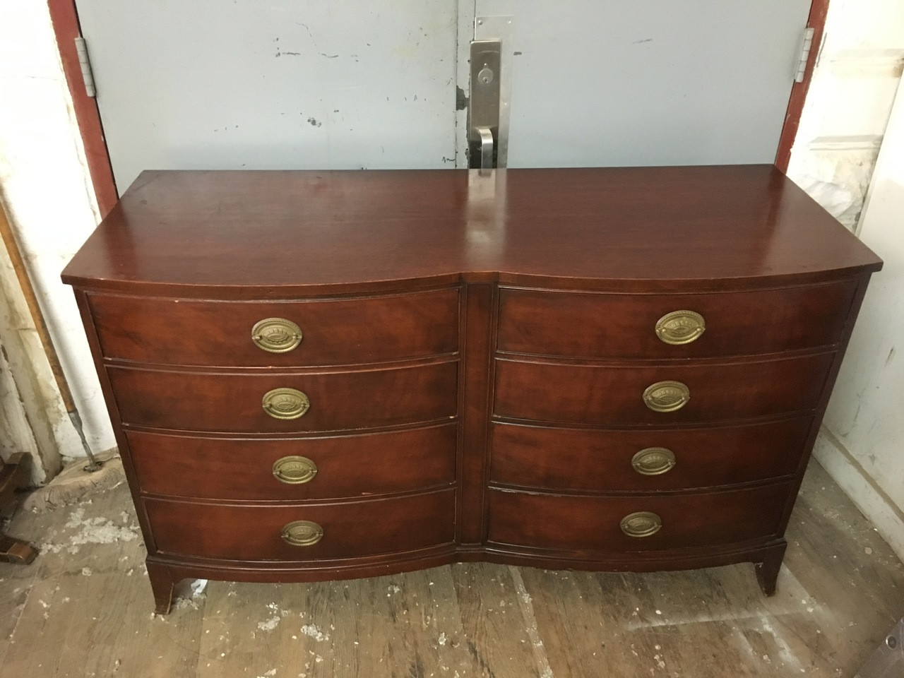Antique Mahogany Double Bowfront 8 Drawer Dresser Forgotten