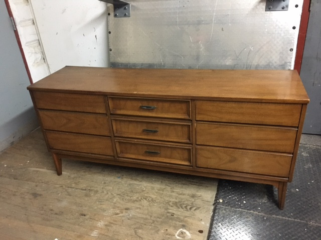 Mid Century Modern Walnut 9 Drawer Dresser By Dixie Forgotten