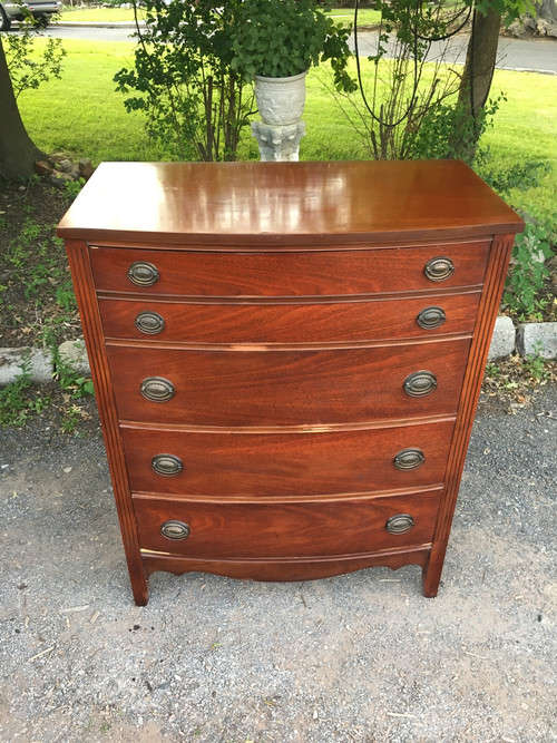 Antique Mahogany Curved 4 Drawer Dresser - Forgotten Furniture