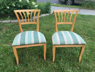 Pair of Maple Chairs with Brass Nailhead Trim