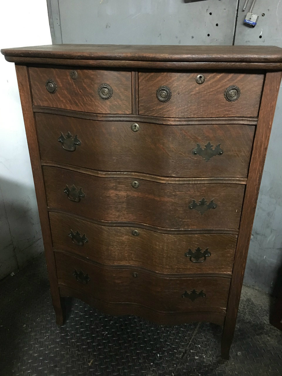 Antique Oak 6 Drawer Serpentine Front Dresser Forgotten Furniture