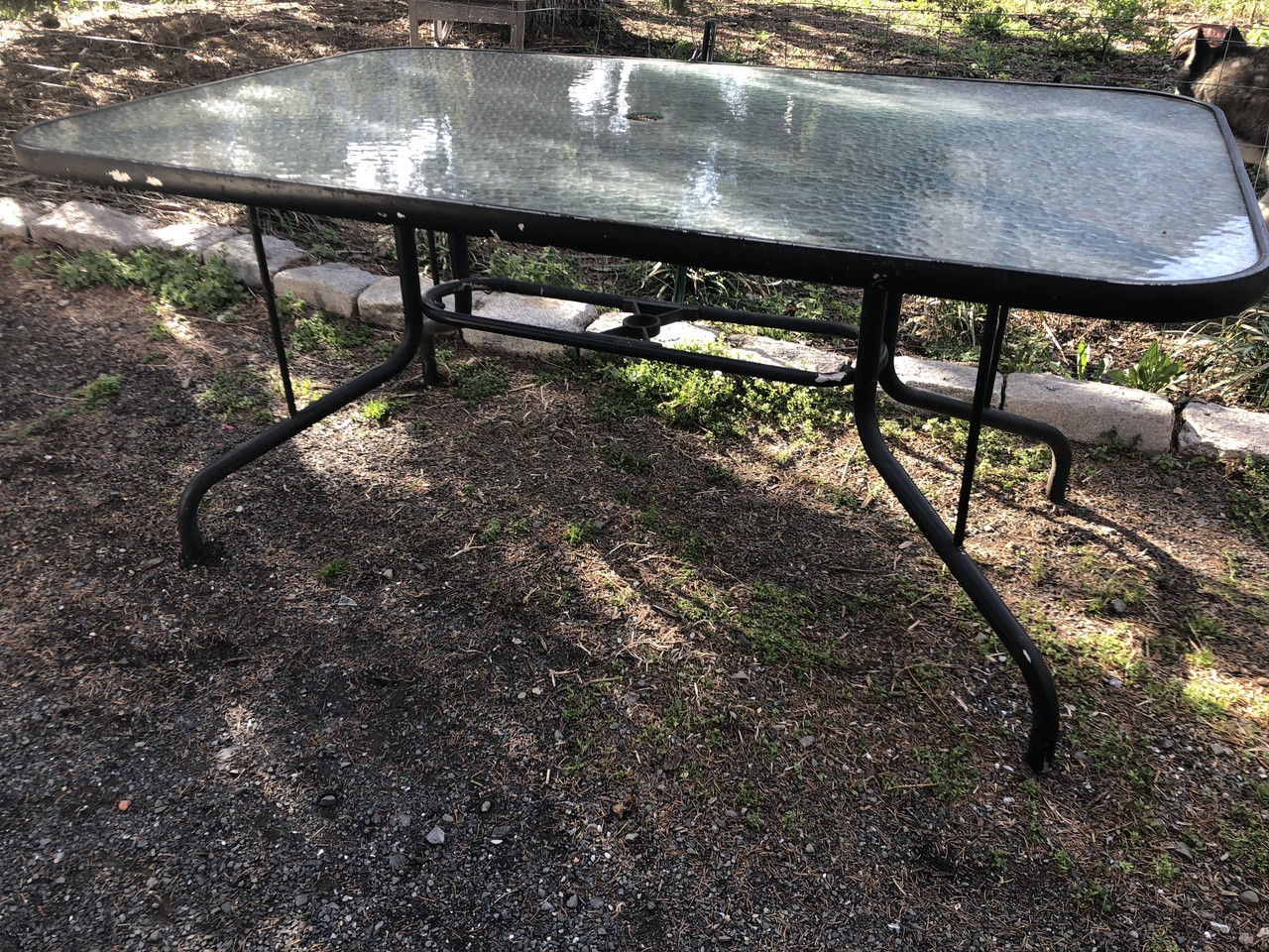 5ft Black Rectangular Glass Patio Table - Forgotten Furniture