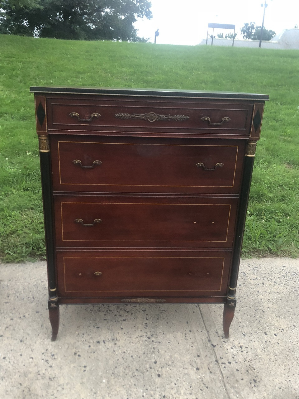 Antique Mahogany And Black Tall 4 Drawer Dresser Forgotten Furniture
