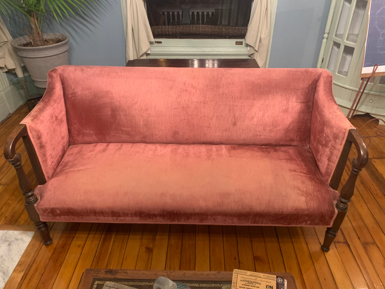 Antique Rose Pink Velvet Sofa - Forgotten Furniture