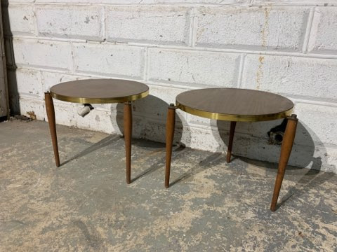 Pair Mcm round side tables with pencil legs - Forgotten ...
