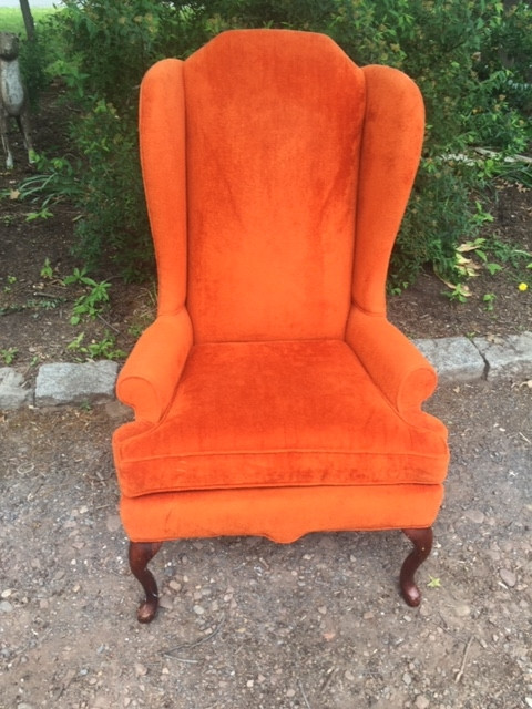 Orange Velvet Wing Back Chair Forgotten Furniture