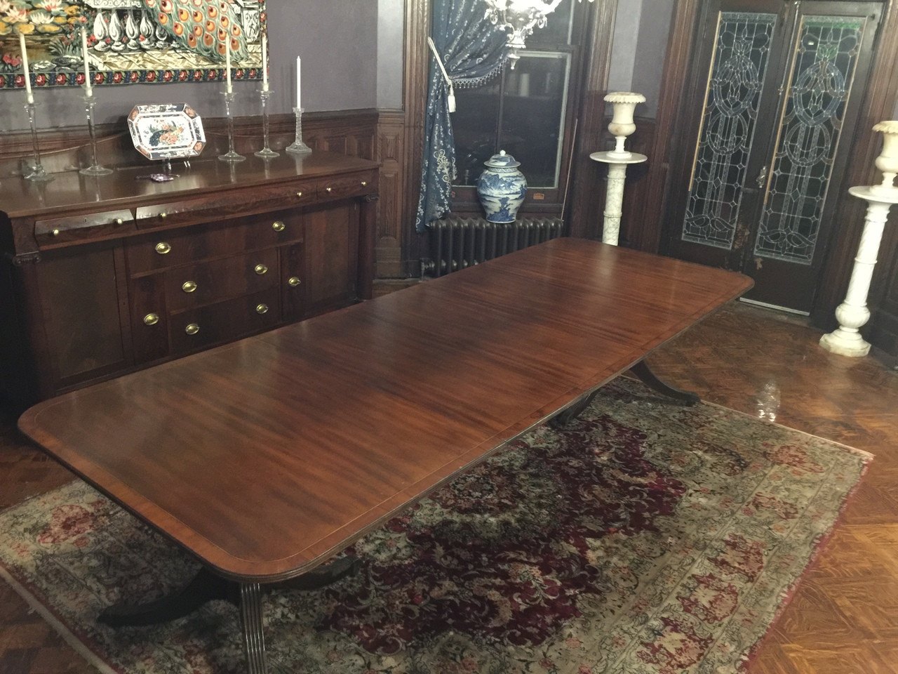 Beautiful 10ft Banded Mahogany Dining Room Table By Baker Furniture Forgotten Furniture