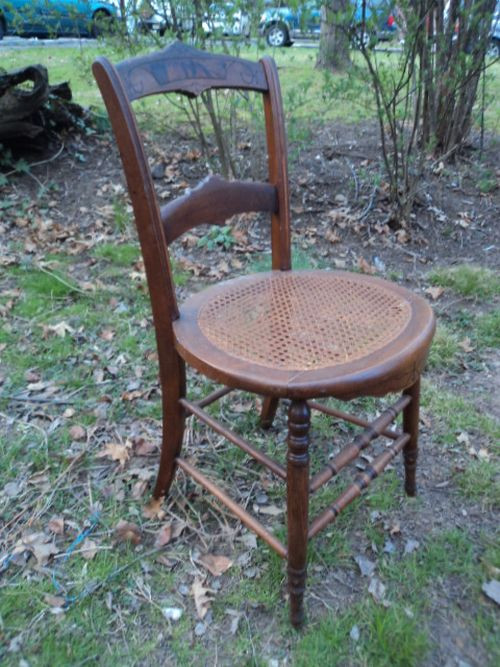 Azcozy vivid Antique Carved Round Cane Seat Chair - Forgotten Furniture
